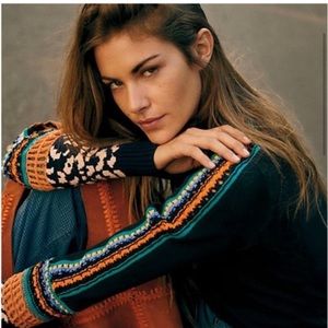 FREE PEOPLE Switch It Up Cuff Black Thermal Top Size Large